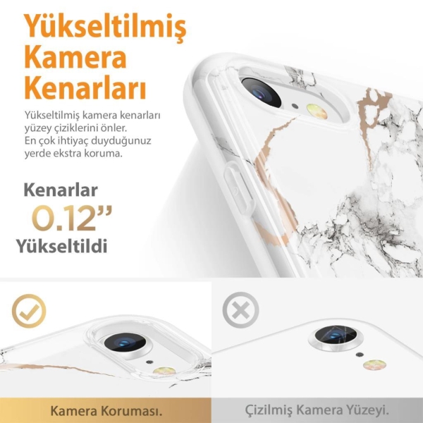 Gviewin iPhone SE 2020/7/8 Telefon Kılıfı White/Gold - 2
