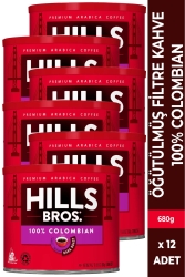 Hills Bros 100% Colombian Filtre Kahve 680GR x 12 Adet - 1